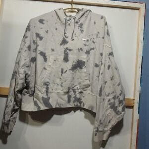 Nike Women's Medium Gray Tie Dye Cropped Hoodie Sweatshirt Pullover